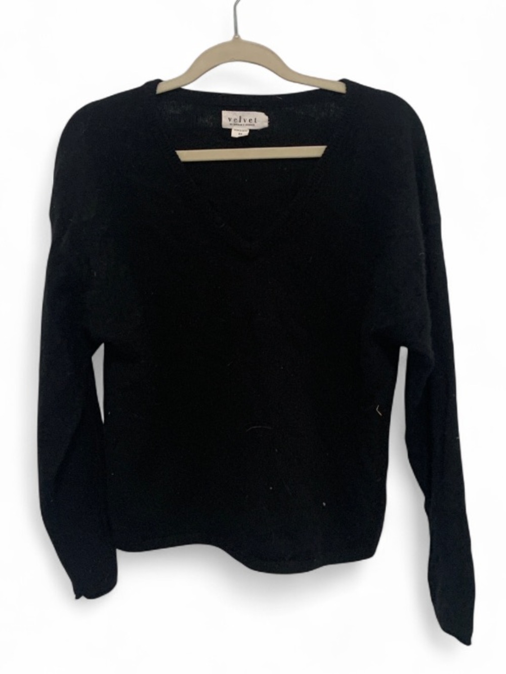 Velvet Graham and Spencer Black V-Neck Cashmere Sweater